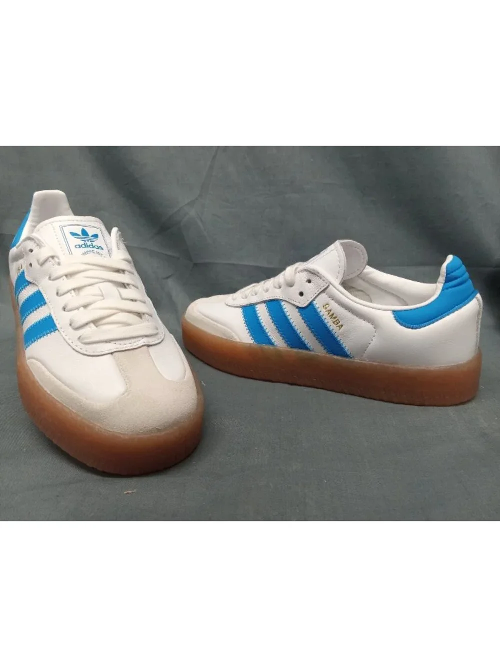 Adidas Samba OG J Sneaker JQ1236 Cloud White Bright Blue Boys Size 4 NEW NO BOX!